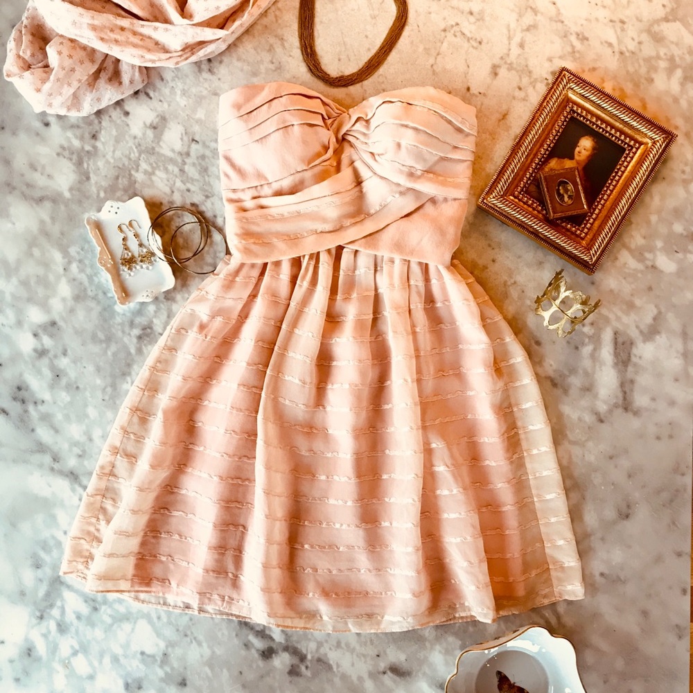 Peach Parfait Silk Strapless Dress